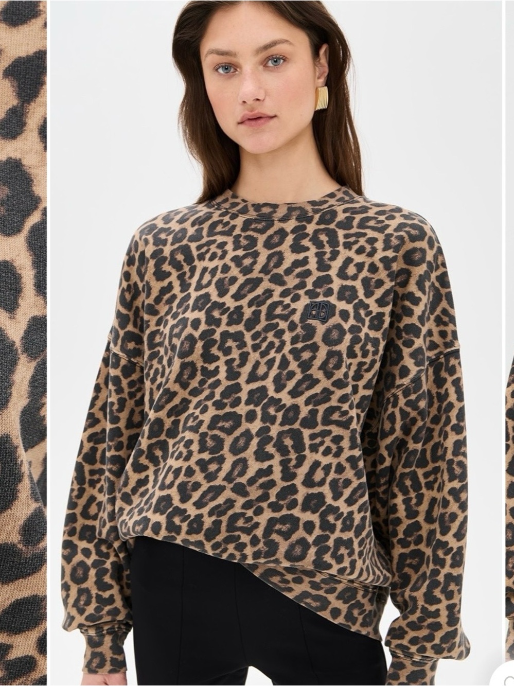 Anine Bing Women’s Leopard Crewneck Sweater - Brown & Gray sz small - Picture 5 of 6